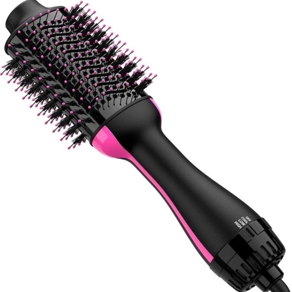 3-IN-1 Hot Air Brush Multifunctional Electric Brush Dryer Black Pink